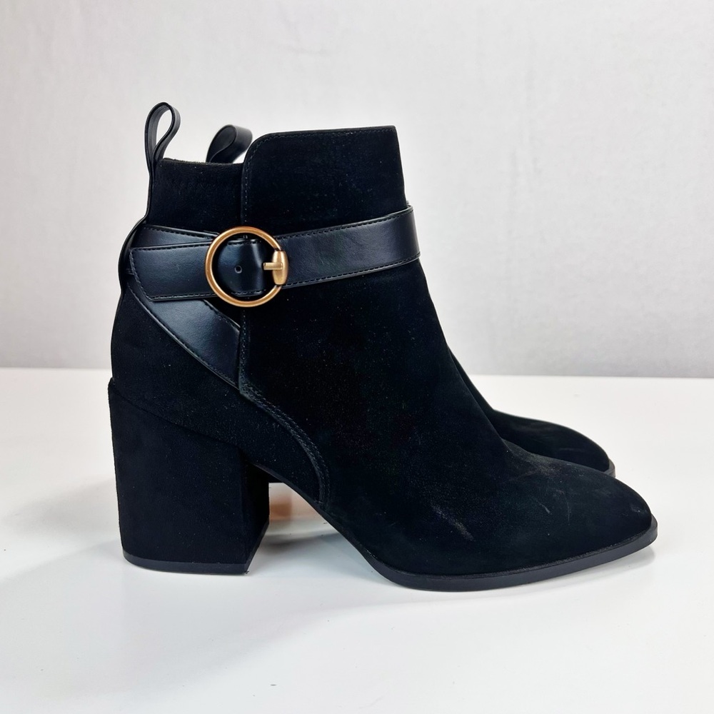 Vionic Tenley Ankle Boot Black Suede Size 7.5‎ Heeled